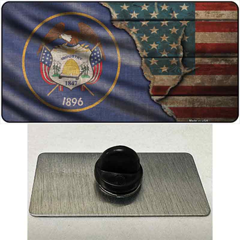 Utah/American Flag Novelty Metal Hat Pin
