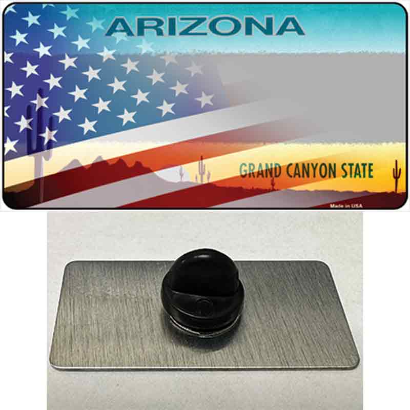 Arizona License Plate American Flag Novelty Metal Hat Pin