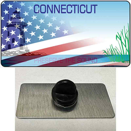 Connecticut Preserve with American Flag Novelty Metal Hat Pin