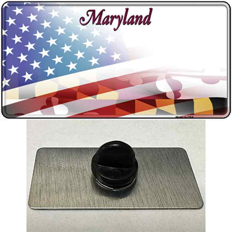 Maryland State with American Flag Novelty Metal Hat Pin