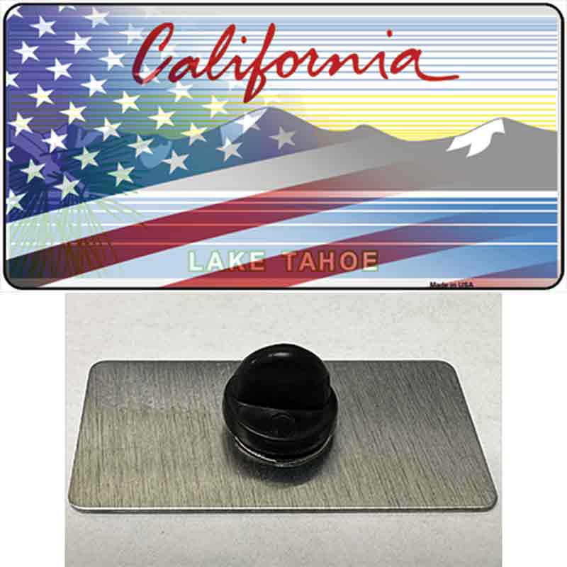 California Tahoe Plate American Flag Novelty Metal Hat Pin