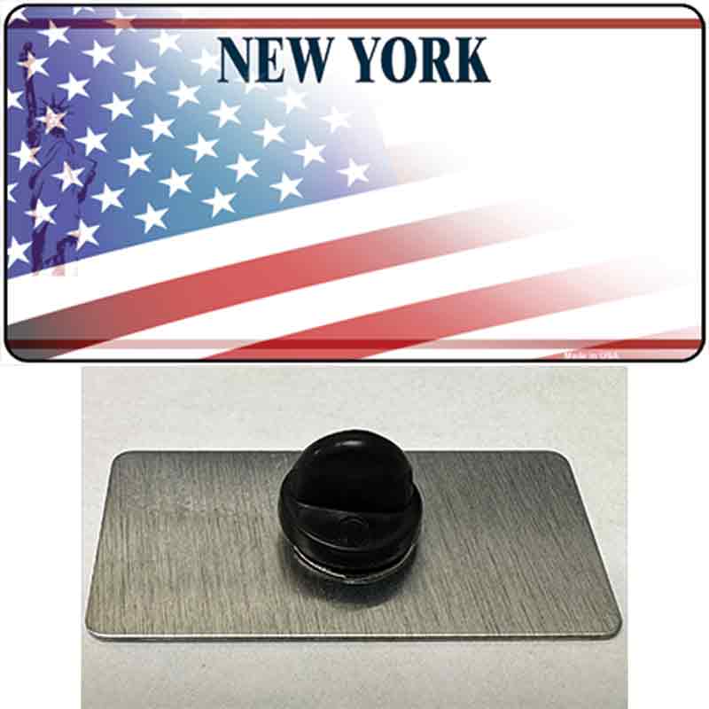 New York Liberty Plate American Flag Novelty Metal Hat Pin