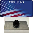 Michigan Great Lakes Plate American Flag Novelty Metal Hat Pin