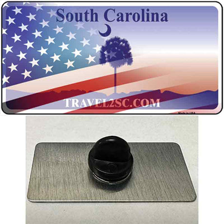 South Carolina Travel Plate American Flag Novelty Metal Hat Pin