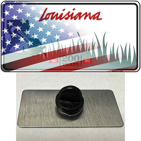 Louisiana 200 Years with American Flag Novelty Metal Hat Pin