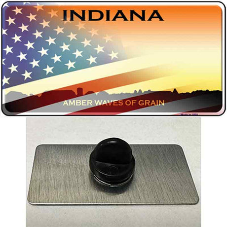 Indiana Amber Waves Plate American Flag Novelty Metal Hat Pin