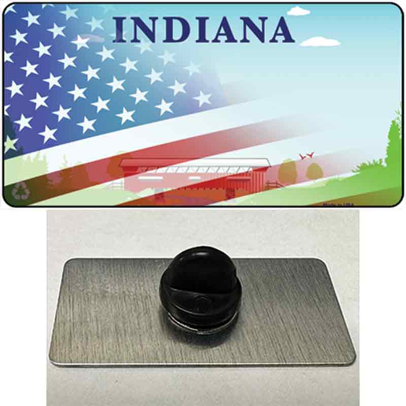 Indiana Bridge Plate American Flag Novelty Metal Hat Pin