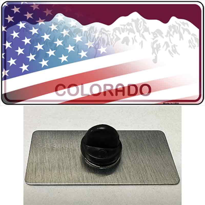 Colorado Red with American Flag Novelty Metal Hat Pin