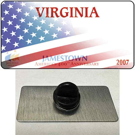 Virginia Jamestown with American Flag Novelty Metal Hat Pin