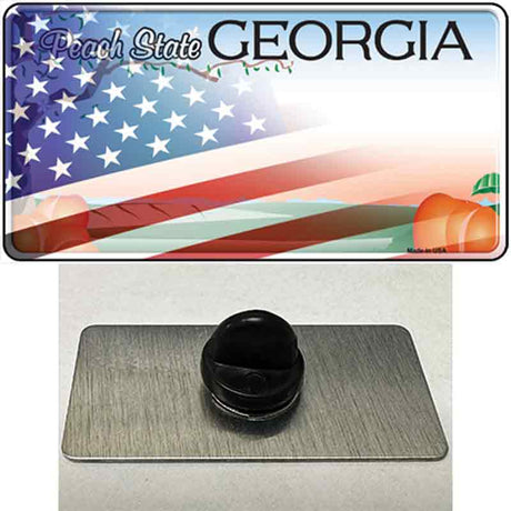 Georgia Peach with American Flag Novelty Metal Hat Pin