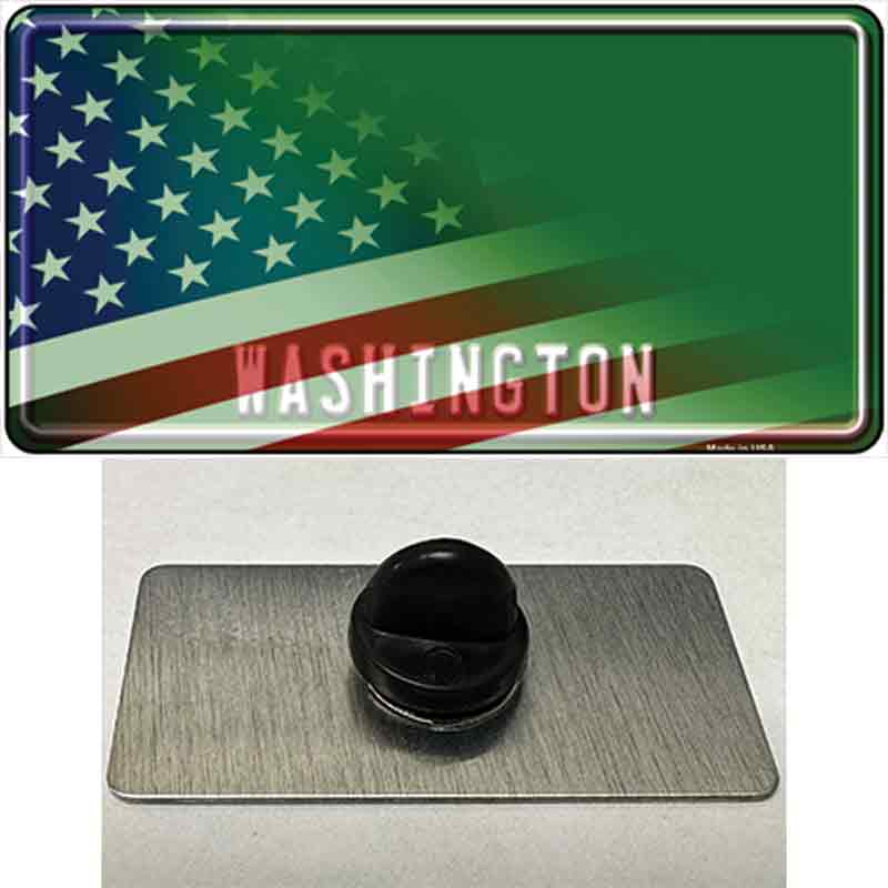 Washington Green with American Flag Novelty Metal Hat Pin