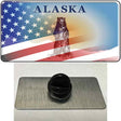 Alaska Bear with American Flag Novelty Metal Hat Pin