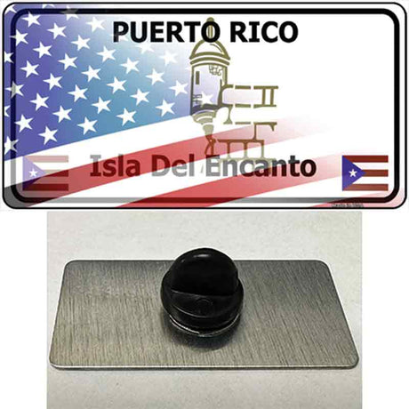 Puerto Rico with American Flag Novelty Metal Hat Pin