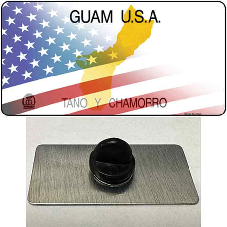 Guam with American Flag Novelty Metal Hat Pin