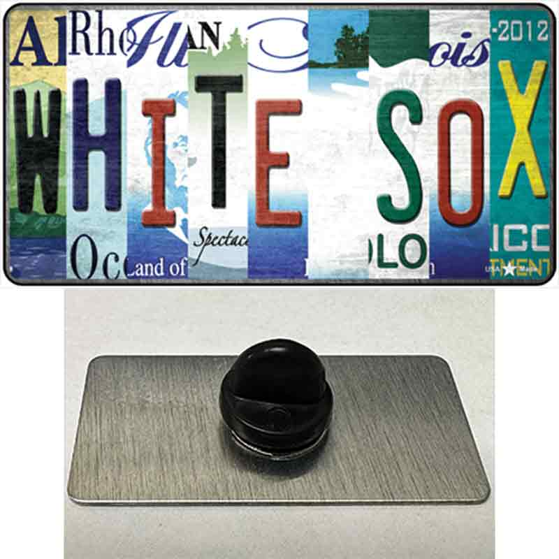 White Sox Strip Art Novelty Metal Hat Pin Tag