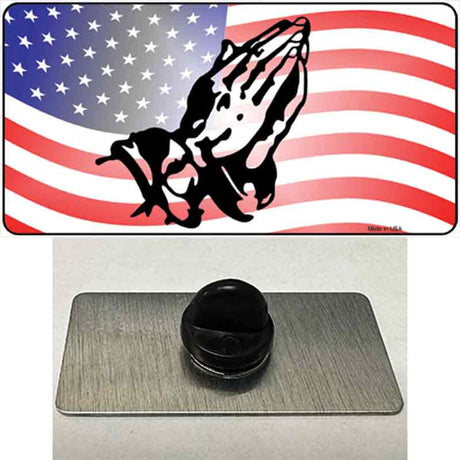 American Flag Praying Hands Novelty Metal Hat Pin