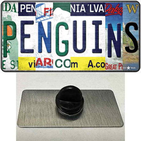 Penguins Strip Art Novelty Metal Hat Pin Tag