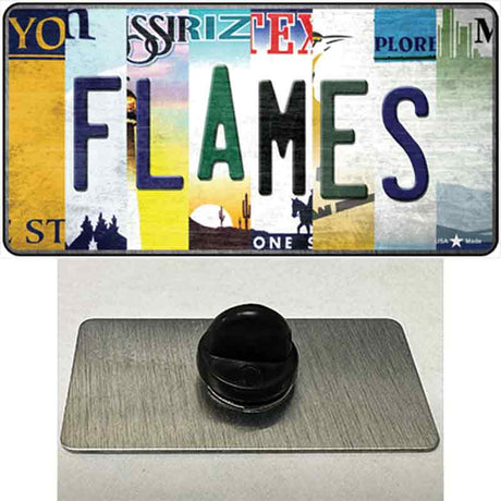 Flames Strip Art Novelty Metal Hat Pin Tag