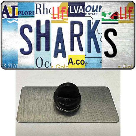 Sharks Strip Art Novelty Metal Hat Pin Tag