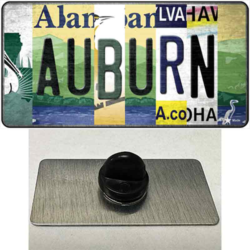 Auburn Strip Art Novelty Metal Hat Pin Tag