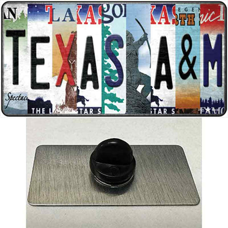 Texas A&M Strip Art Novelty Metal Hat Pin Tag