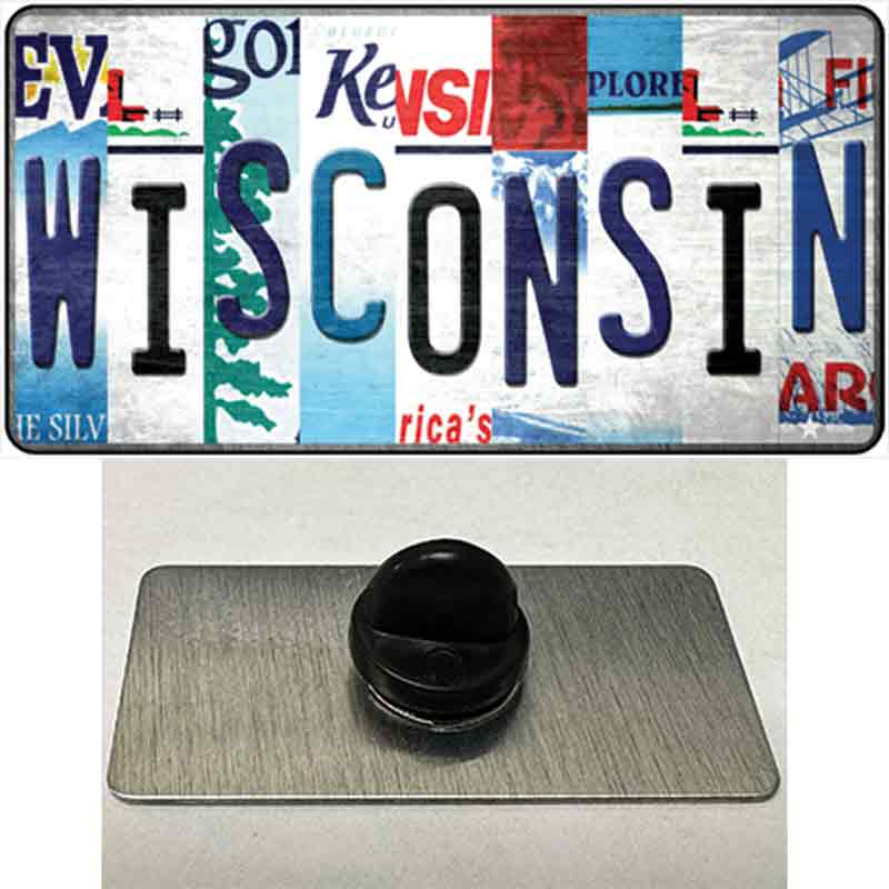 Wisconsin Strip Art Novelty Metal Hat Pin Tag