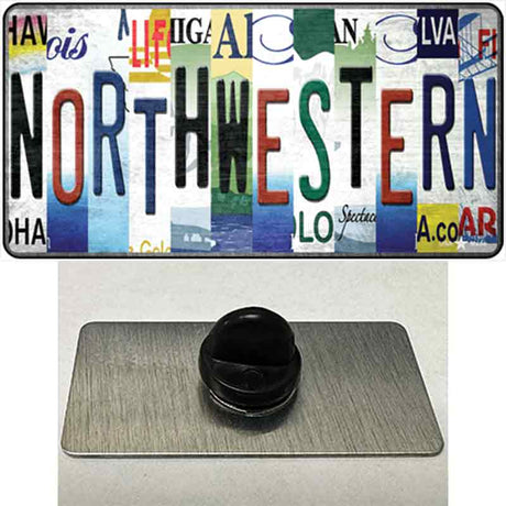 Northwestern Strip Art Novelty Metal Hat Pin Tag