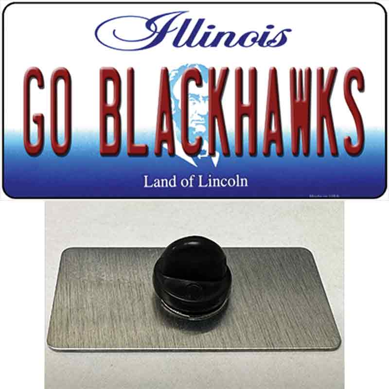 Go Blackhawks Novelty Metal Hat Pin Tag