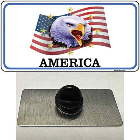 Waving Flag Bald Eagle Novelty Metal Hat Pin