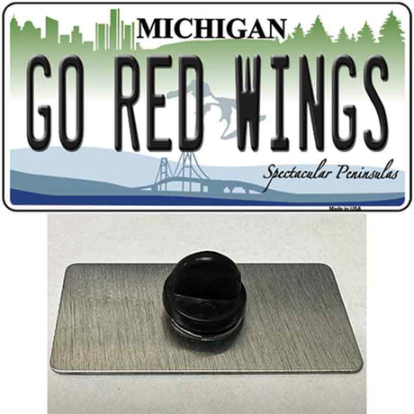 Go Red Wings Novelty Metal Hat Pin Tag