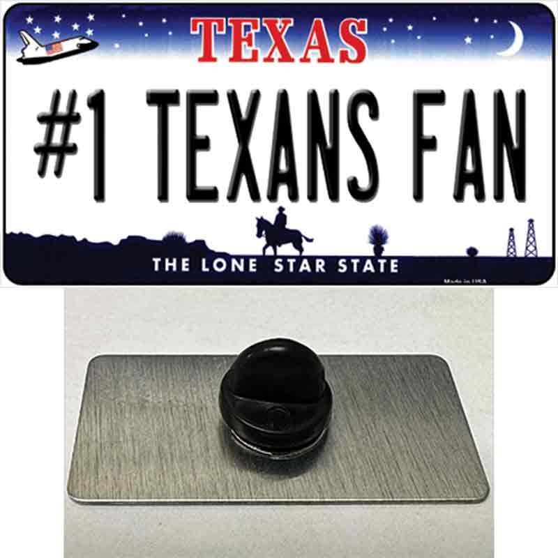 Number 1 Texans Fan Novelty Metal Hat Pin Tag