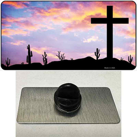 Cross Sunrise Photograph Novelty Metal Hat Pin