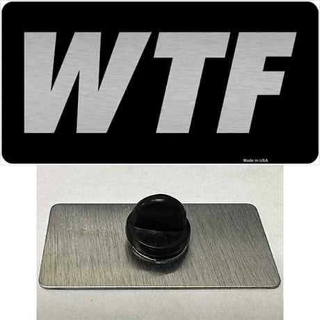 WTF Black Novelty Metal Hat Pin Tag