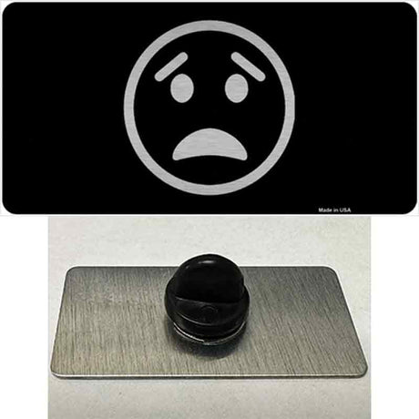 Worried Black Novelty Metal Hat Pin Tag