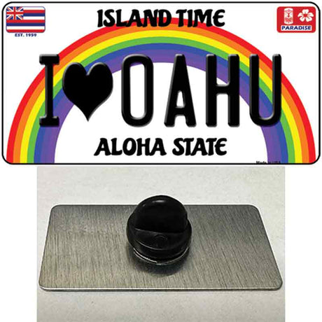 I Heart Oahu Novelty Metal Hat Pin Tag