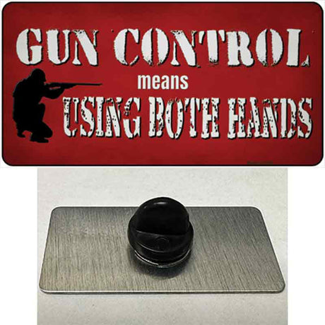 Gun Control Use Both Hands Novelty Metal Hat Pin Tag