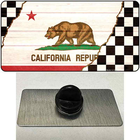 California Racing Flag Novelty Metal Hat Pin Tag