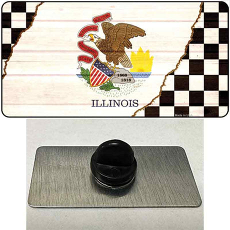 Illinois Racing Flag Novelty Metal Hat Pin Tag