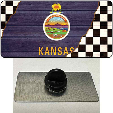 Kansas Racing Flag Novelty Metal Hat Pin Tag