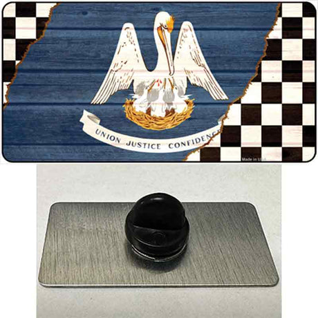 Louisiana Racing Flag Novelty Metal Hat Pin Tag