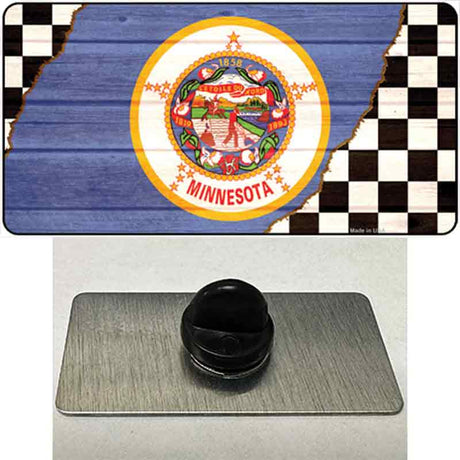 Minnesota Racing Flag Novelty Metal Hat Pin Tag