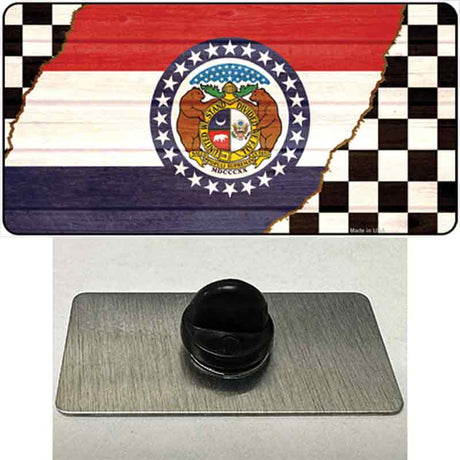 Missouri Racing Flag Novelty Metal Hat Pin Tag