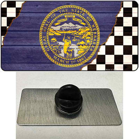 Nebraska Racing Flag Novelty Metal Hat Pin Tag