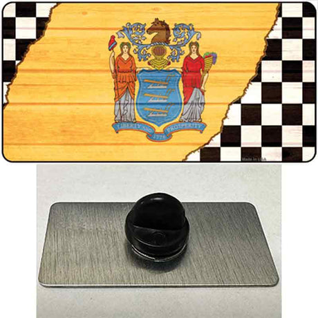 New Jersey Racing Flag Novelty Metal Hat Pin Tag