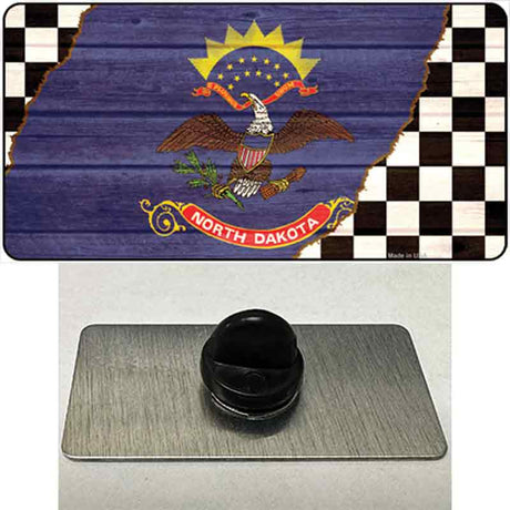 North Dakota Racing Flag Novelty Metal Hat Pin Tag