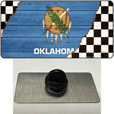 Oklahoma Racing Flag Novelty Metal Hat Pin Tag