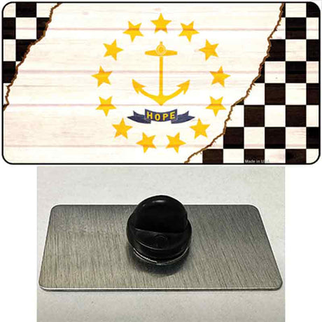 Rhode Island Racing Flag Novelty Metal Hat Pin Tag