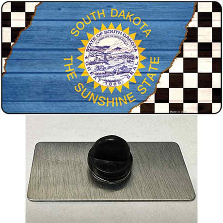 South Dakota Racing Flag Novelty Metal Hat Pin Tag