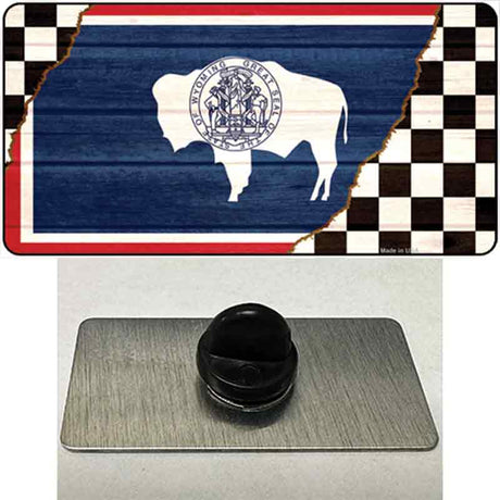 Wyoming Racing Flag Novelty Metal Hat Pin Tag