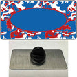 Patriotic Camouflage With Blue Center Oval Novelty Metal Hat Pin